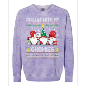 Chillin With My Gnomies Cute Buffalo Red Plaid Garden Gnome Cute Gift Colorblast Crewneck Sweatshirt