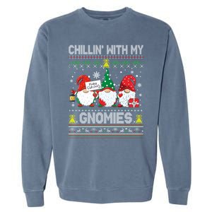 Chillin With My Gnomies Cute Buffalo Red Plaid Garden Gnome Cute Gift Garment-Dyed Sweatshirt