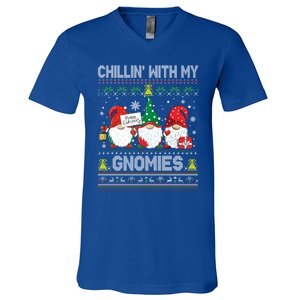 Chillin With My Gnomies Cute Buffalo Red Plaid Garden Gnome Cute Gift V-Neck T-Shirt