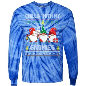 Chillin With My Gnomies Cute Buffalo Red Plaid Garden Gnome Cute Gift Tie-Dye Long Sleeve Shirt