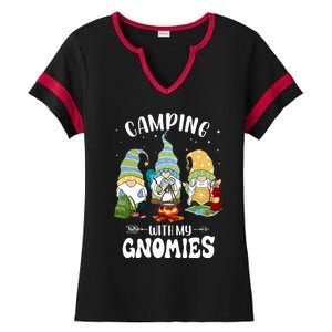 Camping With My Gnomies Funny Gnome Camp Ladies Halftime Notch Neck Tee