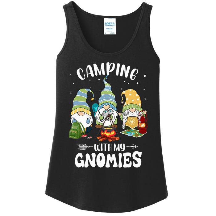 Camping With My Gnomies Funny Gnome Camp Ladies Essential Tank