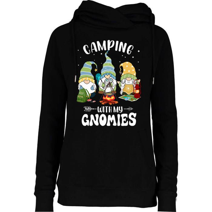 Camping With My Gnomies Funny Gnome Camp Womens Funnel Neck Pullover Hood