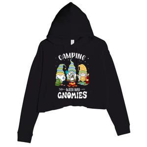 Camping With My Gnomies Funny Gnome Camp Crop Fleece Hoodie