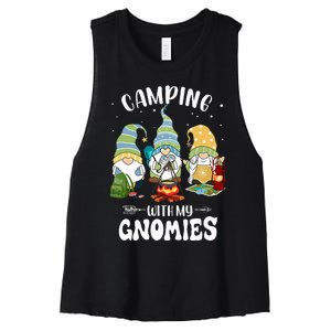 Camping With My Gnomies Funny Gnome Camp Women's Racerback Cropped Tank