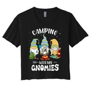 Camping With My Gnomies Funny Gnome Camp Women's Crop Top Tee