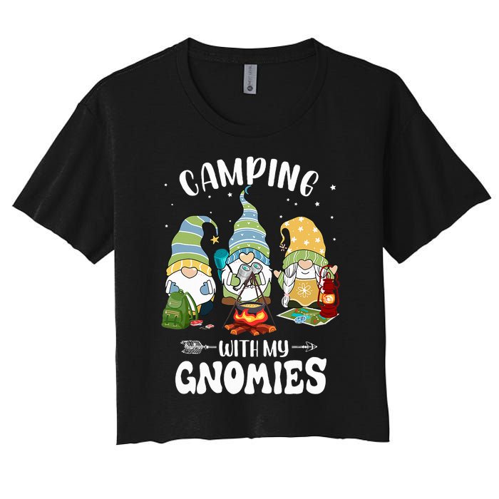 Camping With My Gnomies Funny Gnome Camp Women's Crop Top Tee