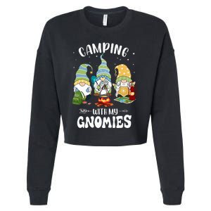 Camping With My Gnomies Funny Gnome Camp Cropped Pullover Crew