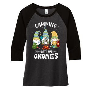 Camping With My Gnomies Funny Gnome Camp Women's Tri-Blend 3/4-Sleeve Raglan Shirt