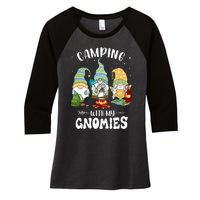 Camping With My Gnomies Funny Gnome Camp Women's Tri-Blend 3/4-Sleeve Raglan Shirt