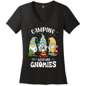 Camping With My Gnomies Funny Gnome Camp Women's V-Neck T-Shirt