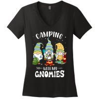 Camping With My Gnomies Funny Gnome Camp Women's V-Neck T-Shirt