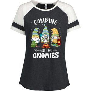 Camping With My Gnomies Funny Gnome Camp Enza Ladies Jersey Colorblock Tee