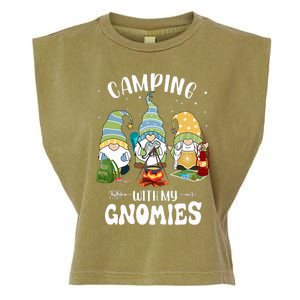 Camping With My Gnomies Funny Gnome Camp Garment-Dyed Women's Muscle Tee