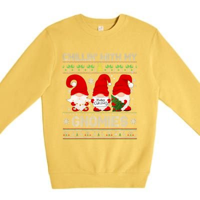 Chillin With My Gnomies Funny Christmas Family Friend Gnomes Design Premium Crewneck Sweatshirt