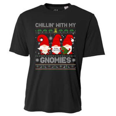 Chillin With My Gnomies Funny Christmas Family Friend Gnomes Design Cooling Performance Crew T-Shirt