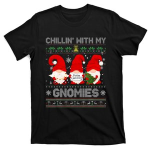 Chillin With My Gnomies Funny Christmas Family Friend Gnomes Design T-Shirt