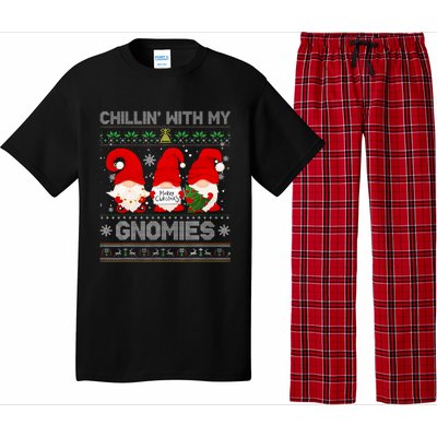 Chillin With My Gnomies Funny Christmas Family Friend Gnomes Design Pajama Set