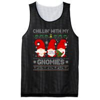 Chillin With My Gnomies Funny Christmas Family Friend Gnomes Design Mesh Reversible Basketball Jersey Tank