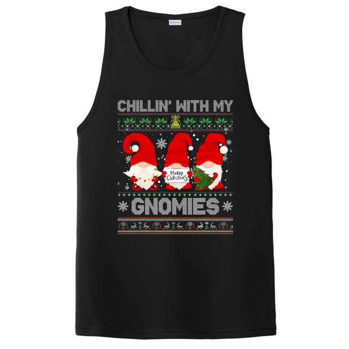 Chillin With My Gnomies Funny Christmas Family Friend Gnomes Design PosiCharge Competitor Tank