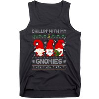 Chillin With My Gnomies Funny Christmas Family Friend Gnomes Design Tank Top