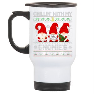 Chillin With My Gnomies Funny Christmas Family Friend Gnomes Design Stainless Steel Travel Mug