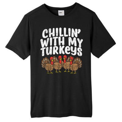 Chillin With My Turkeys Thanksgiving Family Kids Gift Tall Fusion ChromaSoft Performance T-Shirt