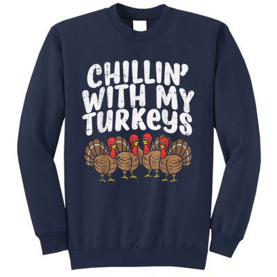 Chillin With My Turkeys Thanksgiving Family Kids Gift Sweatshirt