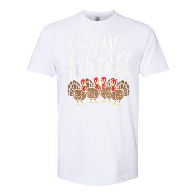 Chillin With My Turkeys Thanksgiving Family Kids Gift Softstyle CVC T-Shirt