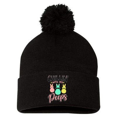 Chillin With My Peeps Spring Pom Pom 12in Knit Beanie