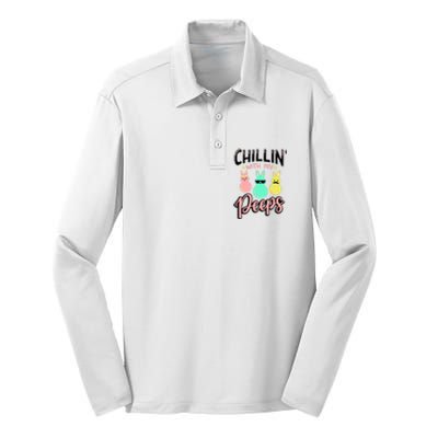 Chillin With My Peeps Spring Silk Touch Performance Long Sleeve Polo