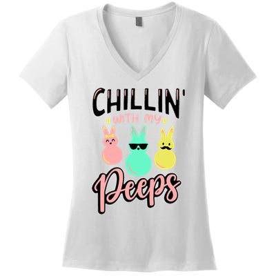 Chillin With My Peeps Spring Women's V-Neck T-Shirt