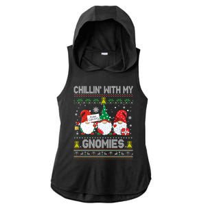 Chillin With My Gnomies Cute Buffalo Red Plaid Garden Gnome Gift Ladies PosiCharge Tri-Blend Wicking Draft Hoodie Tank