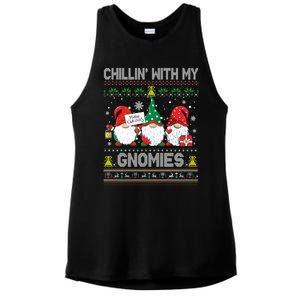 Chillin With My Gnomies Cute Buffalo Red Plaid Garden Gnome Gift Ladies PosiCharge Tri-Blend Wicking Tank