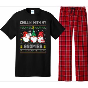 Chillin With My Gnomies Cute Buffalo Red Plaid Garden Gnome Gift Pajama Set