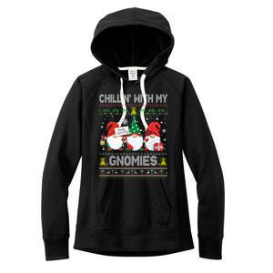 Chillin With My Gnomies Cute Buffalo Red Plaid Garden Gnome Gift Women's Fleece Hoodie