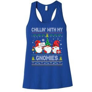 Chillin With My Gnomies Cute Buffalo Red Plaid Garden Gnome Gift Women's Racerback Tank