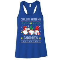 Chillin With My Gnomies Cute Buffalo Red Plaid Garden Gnome Gift Women's Racerback Tank