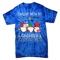 Chillin With My Gnomies Cute Buffalo Red Plaid Garden Gnome Gift Tie-Dye T-Shirt