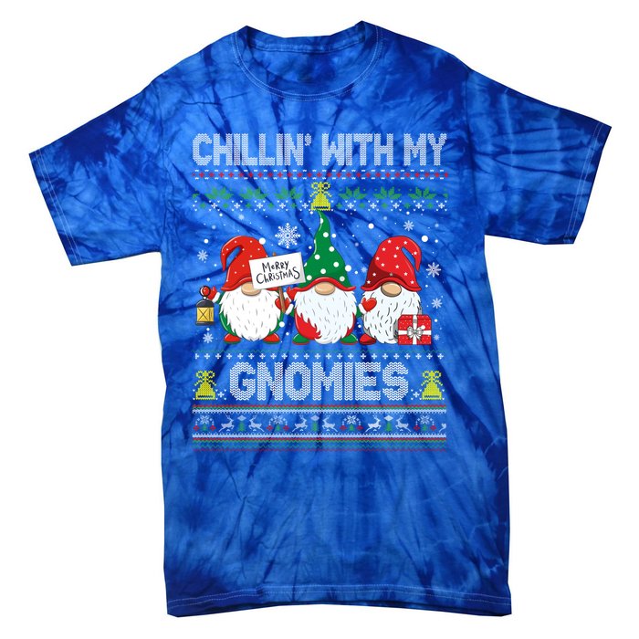 Chillin With My Gnomies Cute Buffalo Red Plaid Garden Gnome Gift Tie-Dye T-Shirt