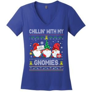 Chillin With My Gnomies Cute Buffalo Red Plaid Garden Gnome Gift Women's V-Neck T-Shirt