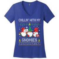 Chillin With My Gnomies Cute Buffalo Red Plaid Garden Gnome Gift Women's V-Neck T-Shirt