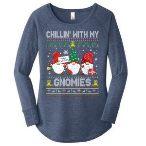 Chillin With My Gnomies Cute Buffalo Red Plaid Garden Gnome Gift Women's Perfect Tri Tunic Long Sleeve Shirt