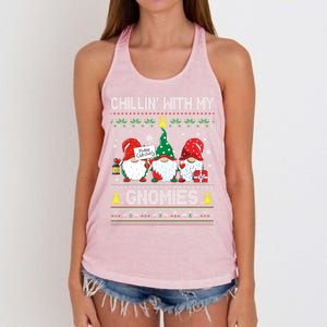 Chillin With My Gnomies Cute Buffalo Red Plaid Garden Gnome Gift Women's Knotted Racerback Tank