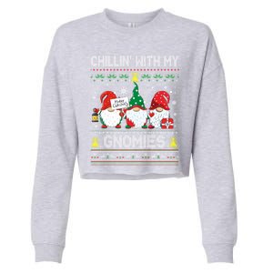 Chillin With My Gnomies Cute Buffalo Red Plaid Garden Gnome Gift Cropped Pullover Crew