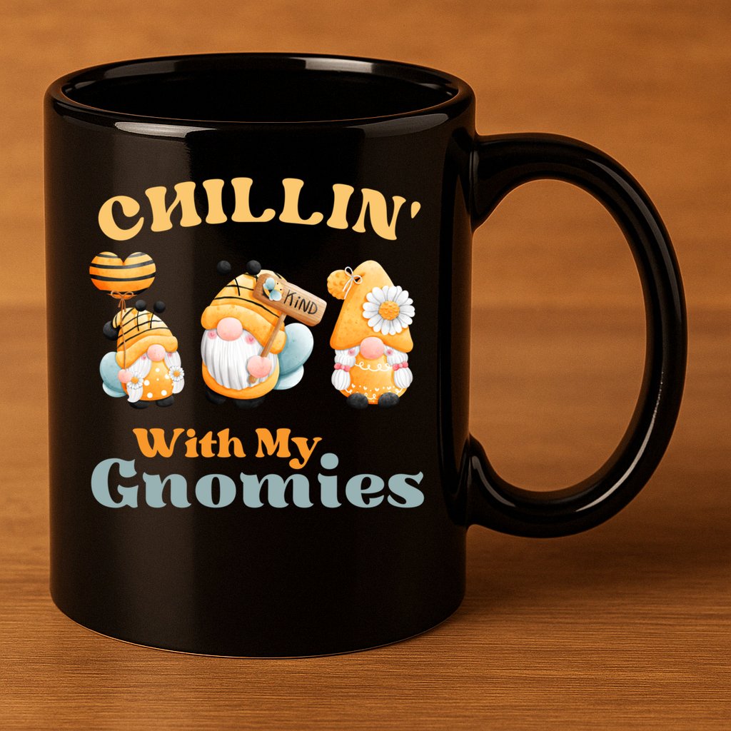 Chillin With My Gnomies Garden Gnomes With Bees Gift 11oz C Handle Ceramic Mug