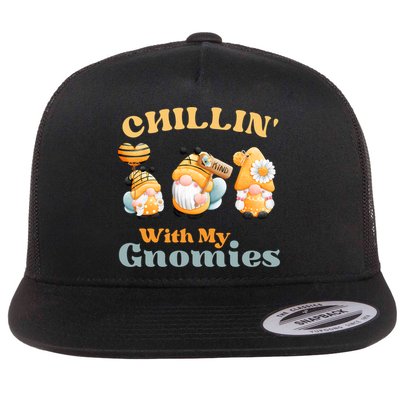 Chillin With My Gnomies Garden Gnomes With Bees Gift Flatbill Hat