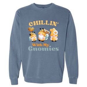 Chillin With My Gnomies Garden Gnomes With Bees Gift Garment-Dyed Sweatshirt