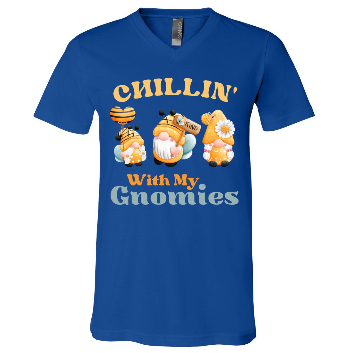 Chillin With My Gnomies Garden Gnomes With Bees Gift V-Neck T-Shirt