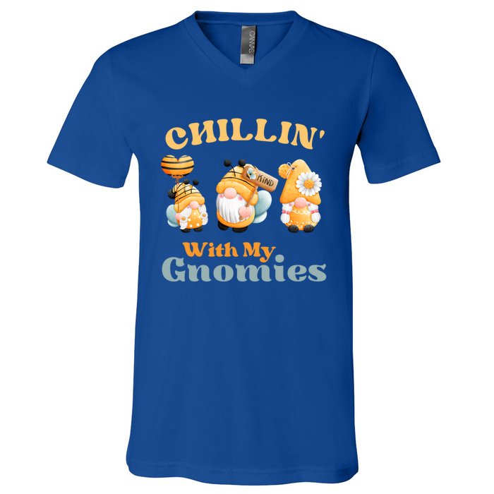 Chillin With My Gnomies Garden Gnomes With Bees Gift V-Neck T-Shirt